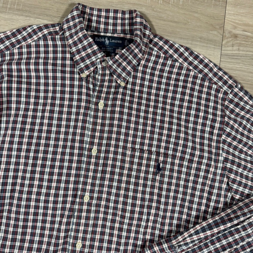 Polo Ralph Lauren The Big Shirt Oxford Plaid Button Down Mens Size Large‎ Pony